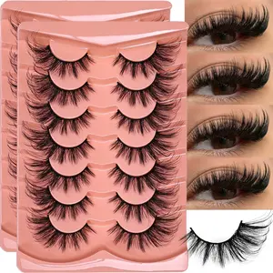 Cat Eye Lashes, 14 Pairs/2 Pack, Eye End Lengthening, Slender Curling, Fluffy False Eyelashes for Dramatic Look, Synthetic