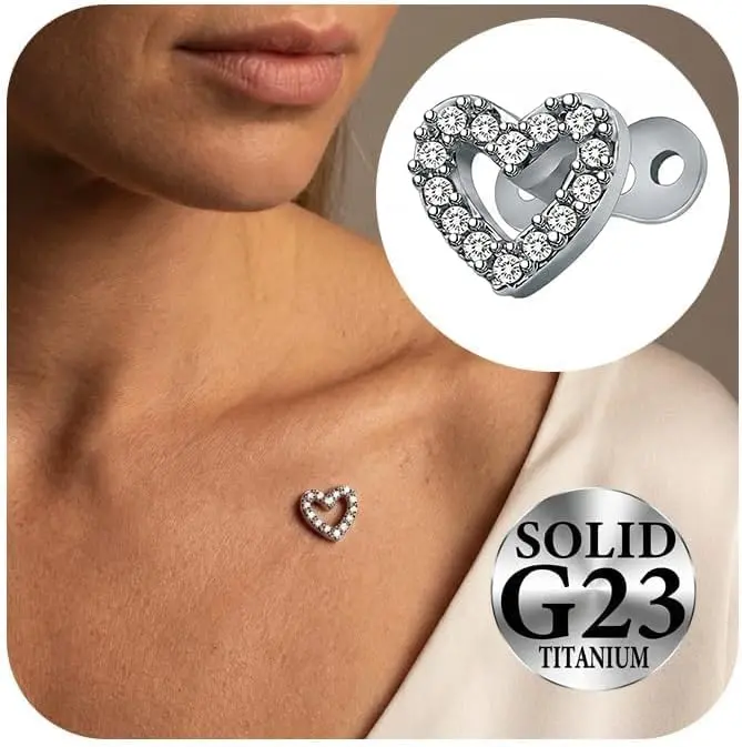 14G Female Dermal Piercing Jewelry - G23 Titanium Dermal Anchor Tops & Bases, Surgical Steel Microdermals for Christmas, Lovers, Anti-Eyebrow Piercings, 1.2 Mm Gauge, Birthday, Body Jewelry Set, Couples