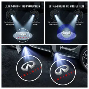 4-Pack Infiniti Logo Car Door LED Welcome Projector Lights, Led Projection, Compatible with Infiniti Q50/Q70/EX35/FX35 Series Vehicles, Peel-and-Stick Non-Destructive Drill-Free Waterproof Courtesy Lights