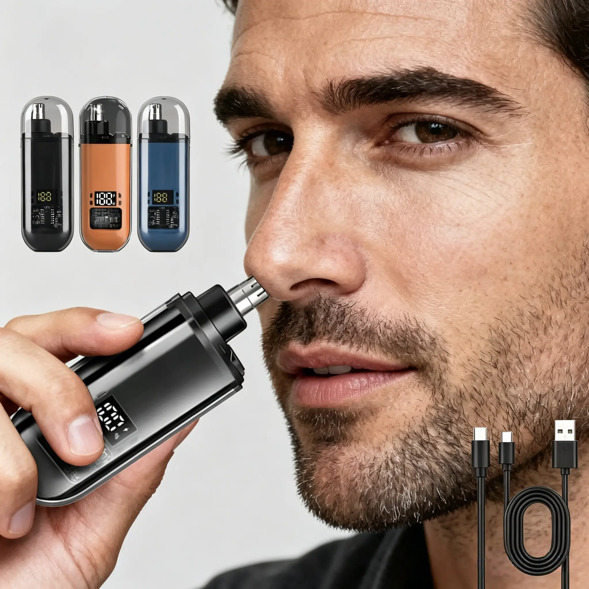 2026 Professional Ear and Nose Hair Trimmer for Men Women Rechargeable Painless Eyebrow Facial Hair Shaver with LED Display IPX7 Waterproof Dual Edge Blades Safe Distance Trimming Compact Portable Easy Cleansing