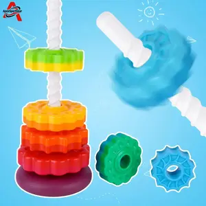 ApexSportGear Spinning Stacking Toy for Kids, Rainbow Tower Dual-Color Spinning Wheels, Premium Plastic Early Education Fun Learning Toys, Tower Hanoi Puzzle for Boys & Girls