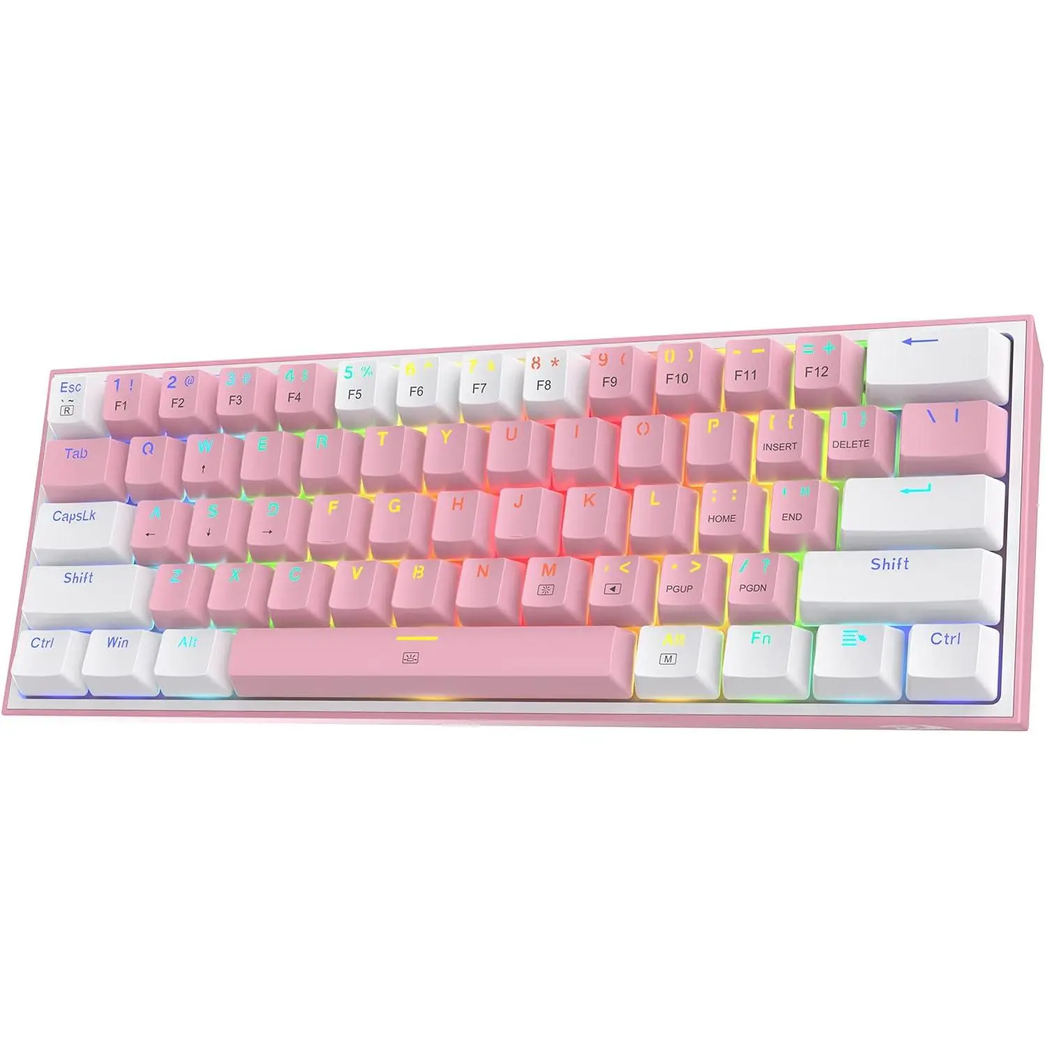 K617 Fizz 60% Wired RGB Gaming Keyboard, 61  Hot-Swap Compact Mechanical Keyboard w/White and Pink Color Keycaps, Linear Red , Pro Driver/Software Supported