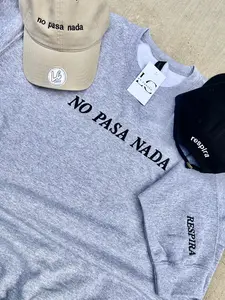 No Pasa Nada & Respira Embroidered Sweatshirt | Spanish Affirmation Apparel | Minimalist Mental Health Streetwear | Unisex