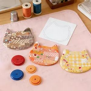 Cat and Twill Cross Bag Patchwork Template (including 4 tracing needle guides) - DIY sewing patchwork size, suitable for making placemats, handicrafts, compatible with patchwork enthusiasts and sewing machines (zero basic advanced guide)