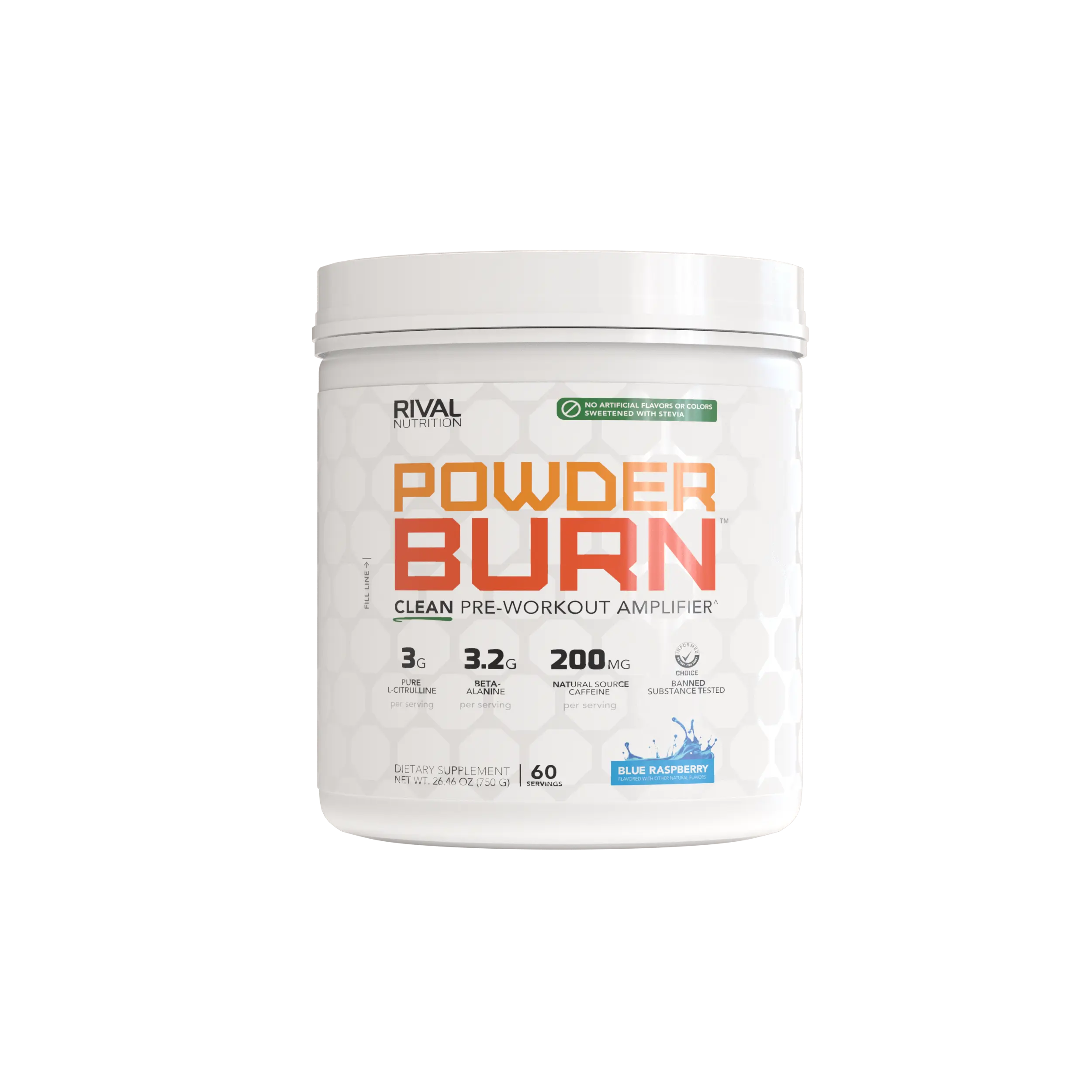 RIVAL NUTRITION Clean Powder Burn Pre Workout For Men & Women - All Natural, No Artificial Ingredients, Gluten Free | 3g L-Citrulline, 3.2g Beta-Alanine, 200mg Natural Caffeine Energy Drink Powder