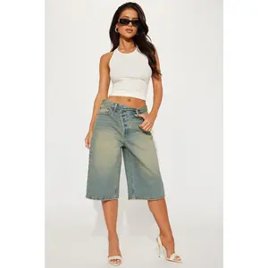 Take Whats Mine Crossover Denim Jorts - Vintage Wash