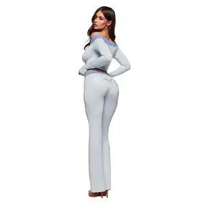 BLARE LOWER RISE TRACKPANT - TWO TONE POWDER BLUE