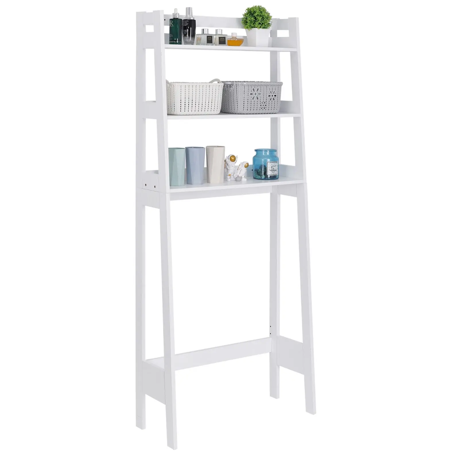 Segawe 3-Tier MDF Wood Over-The-Toilet Storage Rack, Home Decor Bathroom Organizer, Space-Saving White Toilet Accessory with Included Hardware, Toilet Accessories