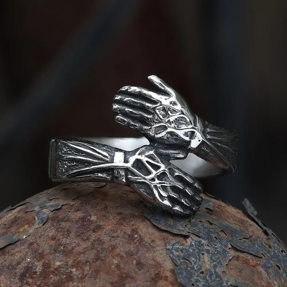 GTHIC Hand Motif Eco-Material Stainless Steel Statement Multi Ring, Gothic Look Unisex Jewelry for Adults, Anniversary/Mother Gift Ideas, Sizes 7-15