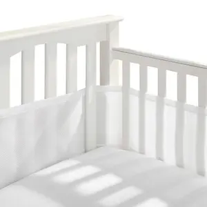 Breathable Baby Solid Mesh Crib Liner - White