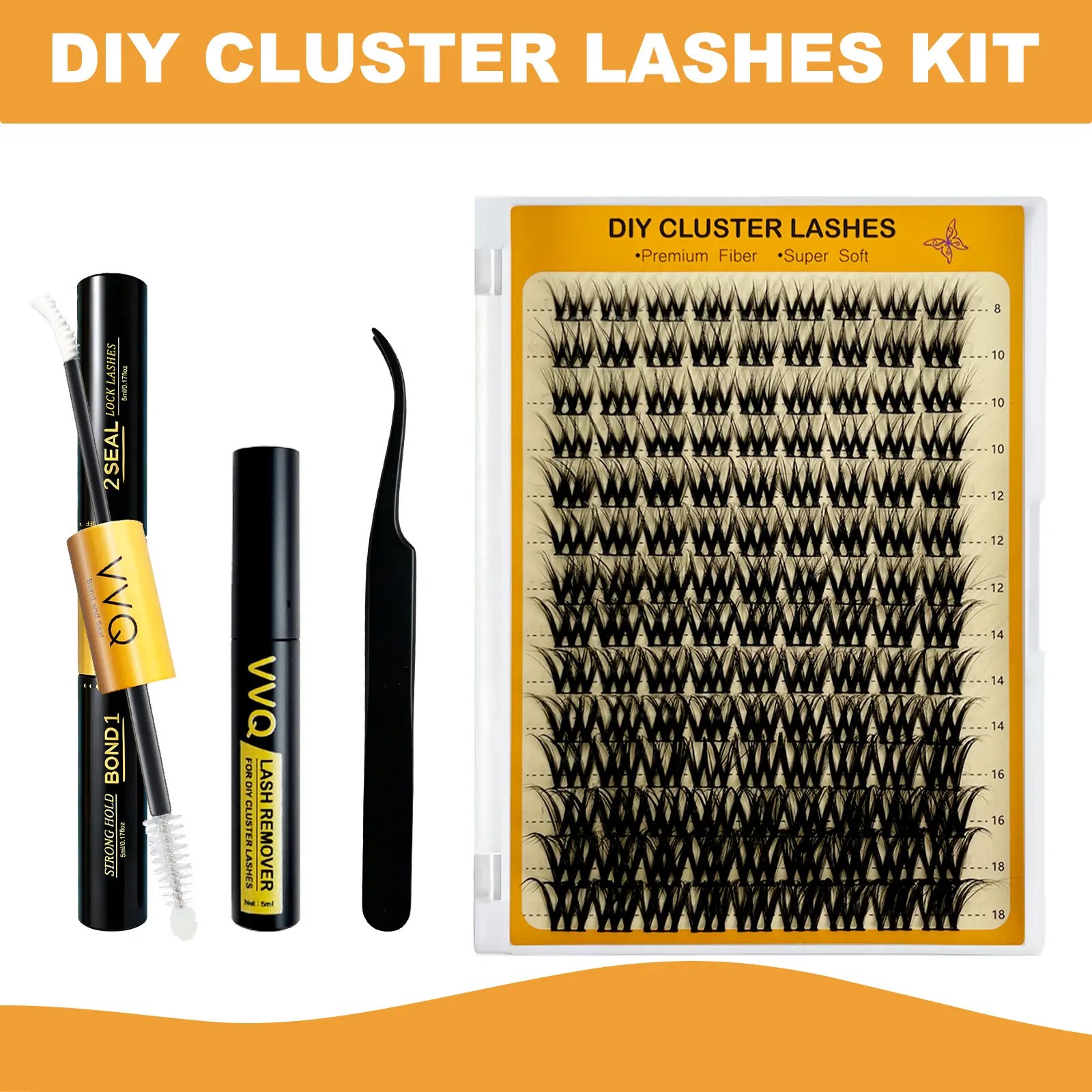 VVQ Lash Viva D Curl DIY Eyelash Extension Kit Waterproof and Long lasting Makeup For Girl Bond and Seal Eyelash Glue and Lash Remover Beginner Friendly Individual Lashes