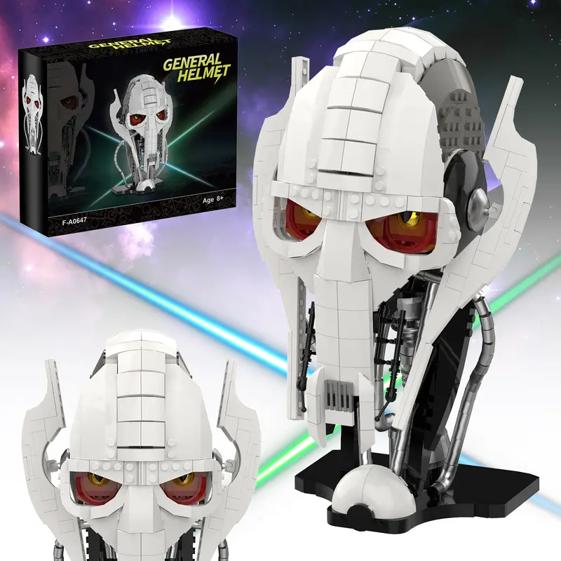 BUILDIFY General Grievous Helmet Building Set Compatible with Lego 710 Pieces for Adults Boys Gift Idea Creative Display Stand Included Space Wars Hunter Design Figurine