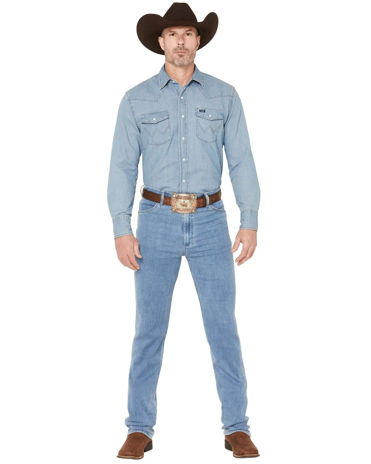 Wrangler Men's Men'S 936 Toughlite Medium Wash Cowboy Cut Slim Straight - 112381868