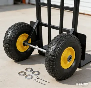 Solid PU Run-Flat Tire Wheel, 10", 2-Pack, 180 lbs Dynamic Load, 220 lbs StaticLoad, Flat Free Tubeless Tires and Wheels forHand Truck, Utility Cart, Dollies, Garden Trailers,Various Carts outdoorfun