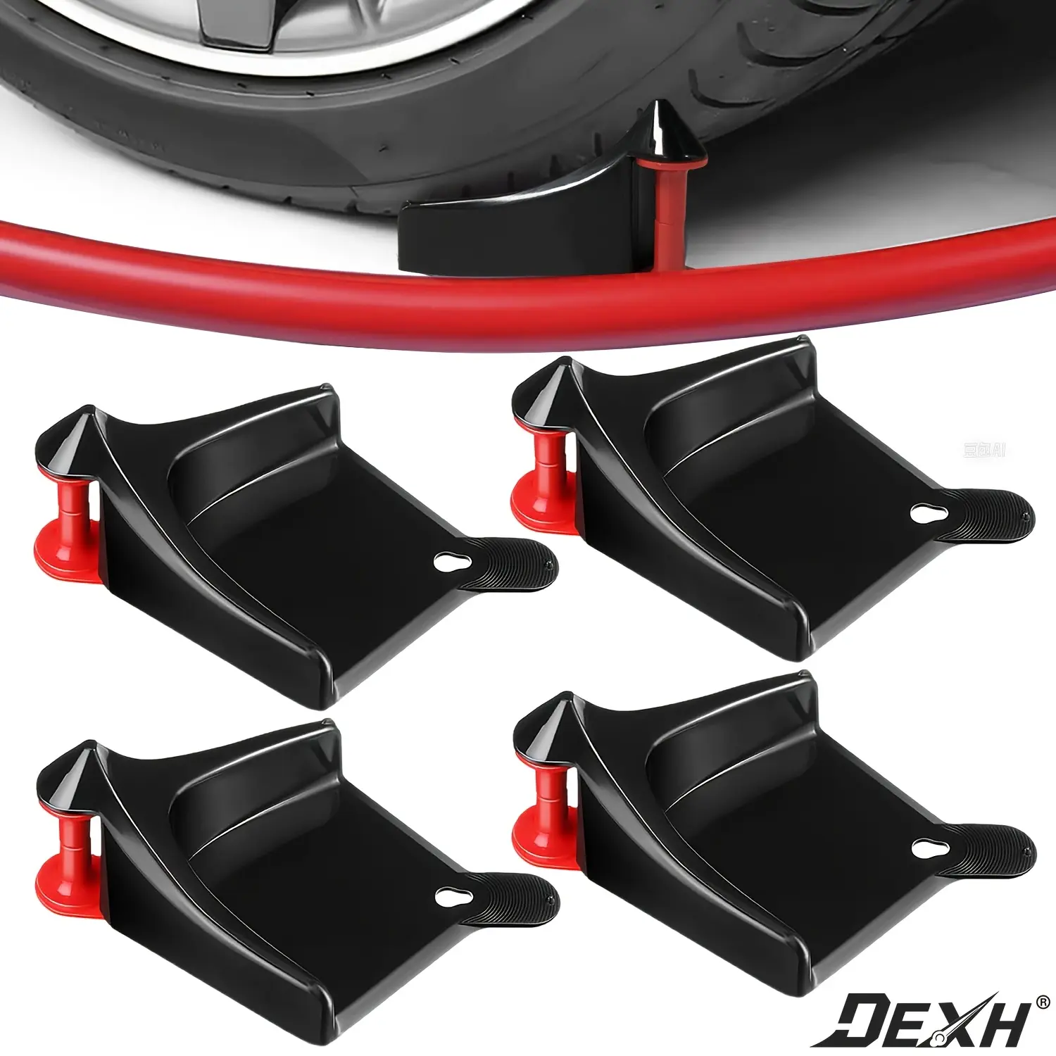 4-Pieces Plastic Car Wash Hose Guide, Car Accessories for Wheel Washing, Pressure Washer Safe Tire Roller, Prevents Line Sticking Under Vehicle Wheels & Hook Damage, Automotive Repair Tool