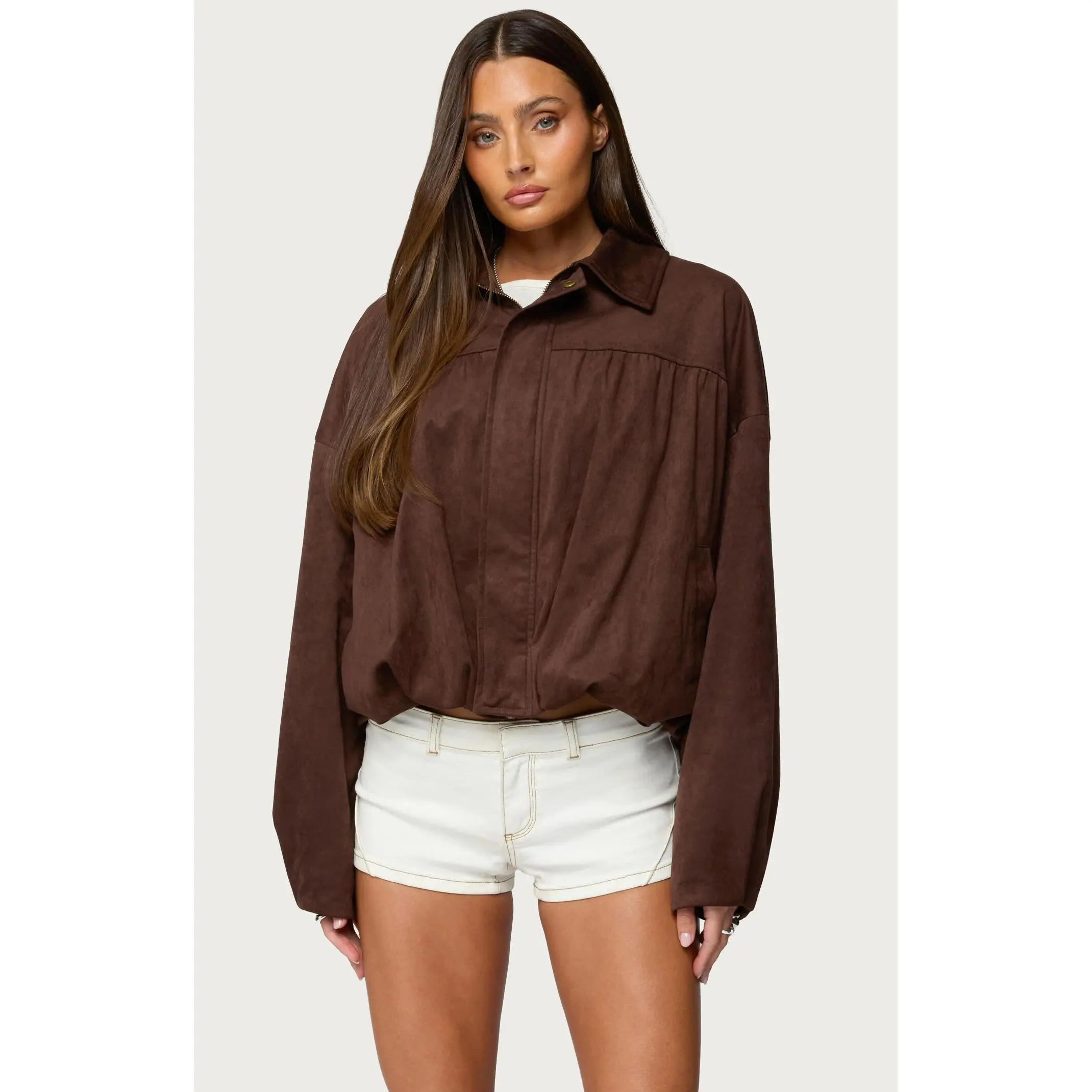 Edikted Women's Alberta Faux Suede Bubble Jacket