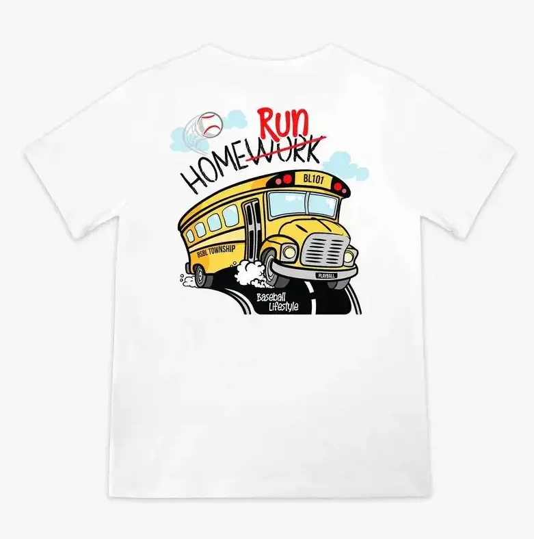 Baseball Lifestyle 101 Homerun Bus Tee – Back To School Vibes, Youth & Adult Sizes
