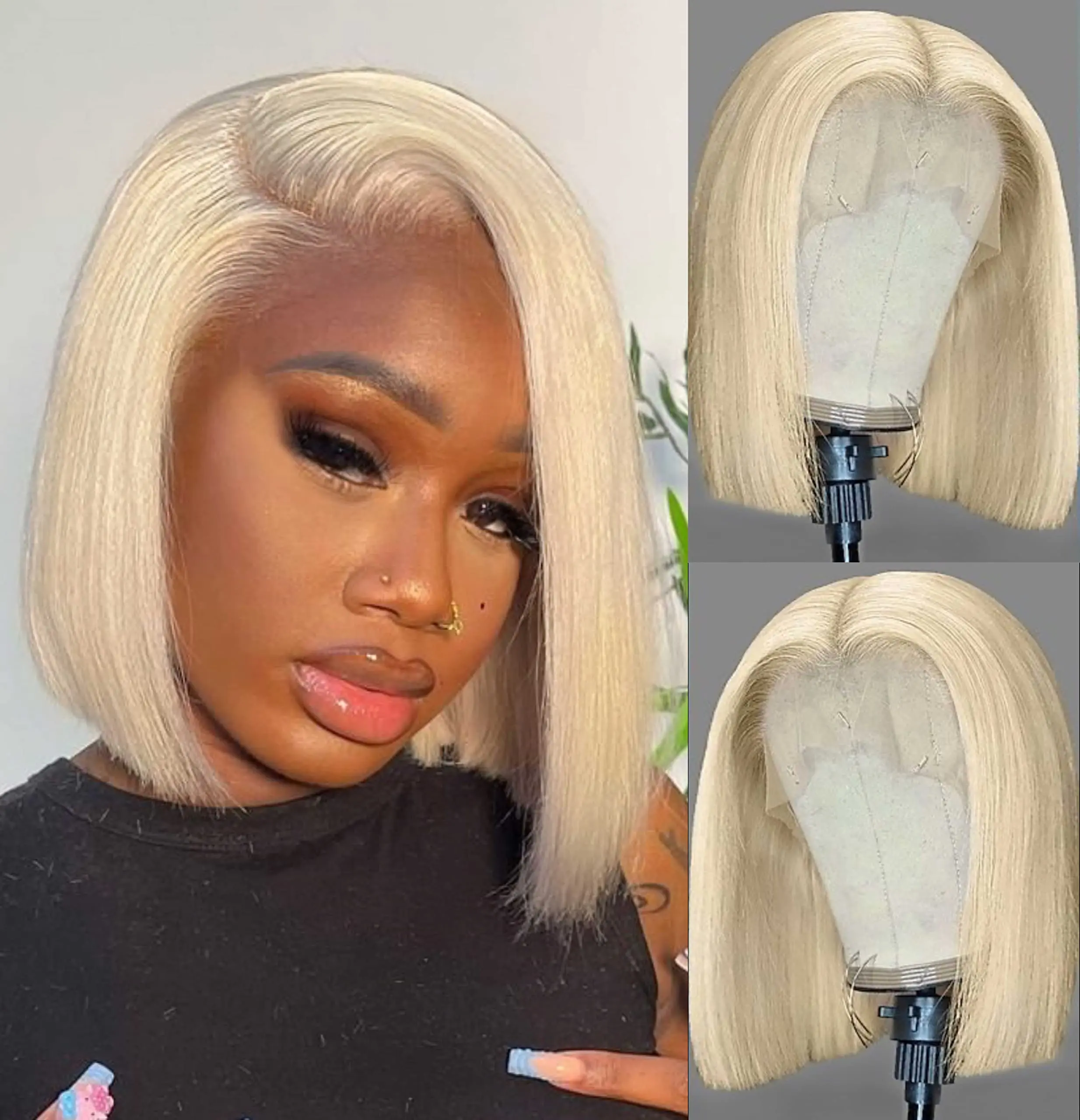 ALIGLOSSY Short 613 Blonde Bob Wig Human Hair 13x4 BOB HD Transparent Straight Lace Front Human Hair Wigs For Women