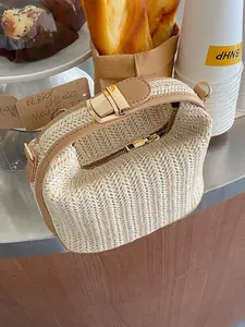 Women's Fashionable Straw Woven Shoulder Bag, Casual Versatile Zipper Crossbody Bag for Daily Use, Trendy All-match Commuter Bag