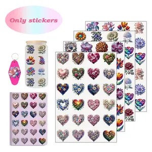 4 Heart Flower Transfer Stickers, UV DTF Printable, for Cups, Phone Cases, Laptops, Keychains, Party Gifts, Custom Decorations