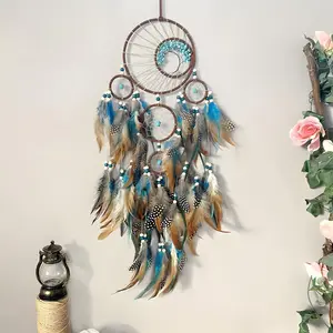 Handcrafted Natural Feather Dream Catcher, 1 Count Colorful Chicken Feathers Tree Of Life Design Wall Hanging Wind Chime Decor, Wall Decor for Home Living Room Bedroom, Home Decor Ornaments