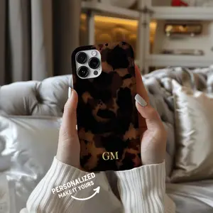 Tortoise Shell Phone Case, Boho Personalized Name Gift For Her, iPhone 17 16 15, 14, 13, 12, 11, iPhone 16 Pro Max Case, Samsung S24 S23 S22 S21 S25