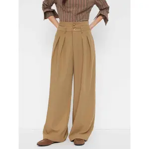 Cider High Rise Pleated Wide Leg Trousers