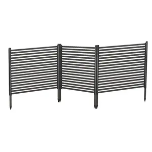 Rustproof 3-Panel Metal Garden Fence - Decorative Outdoor Privacy Screen with Ground Spikes - Freestanding Expandable Barrier for Patio, Flower Beds, Backyard, Pet and AC Enclosure