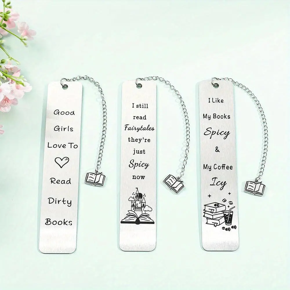 Stainless Steel Bookmark, 3 Counts/set Exquisite Creative Letter Label Design Book Reading Accessories, Durable Metal Book Page Markers for Readers & Friends