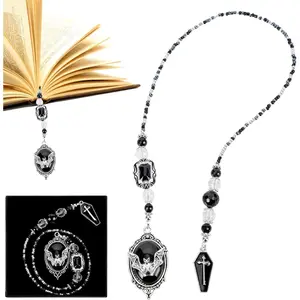 Gothic Halloween Bookmark Gifts - Black Goth Bat Coffin Beaded Bookmarks for Women Men Book Lovers  Bead Chain Page Marks School Office Reading Accessories Bookish  for Birthday
