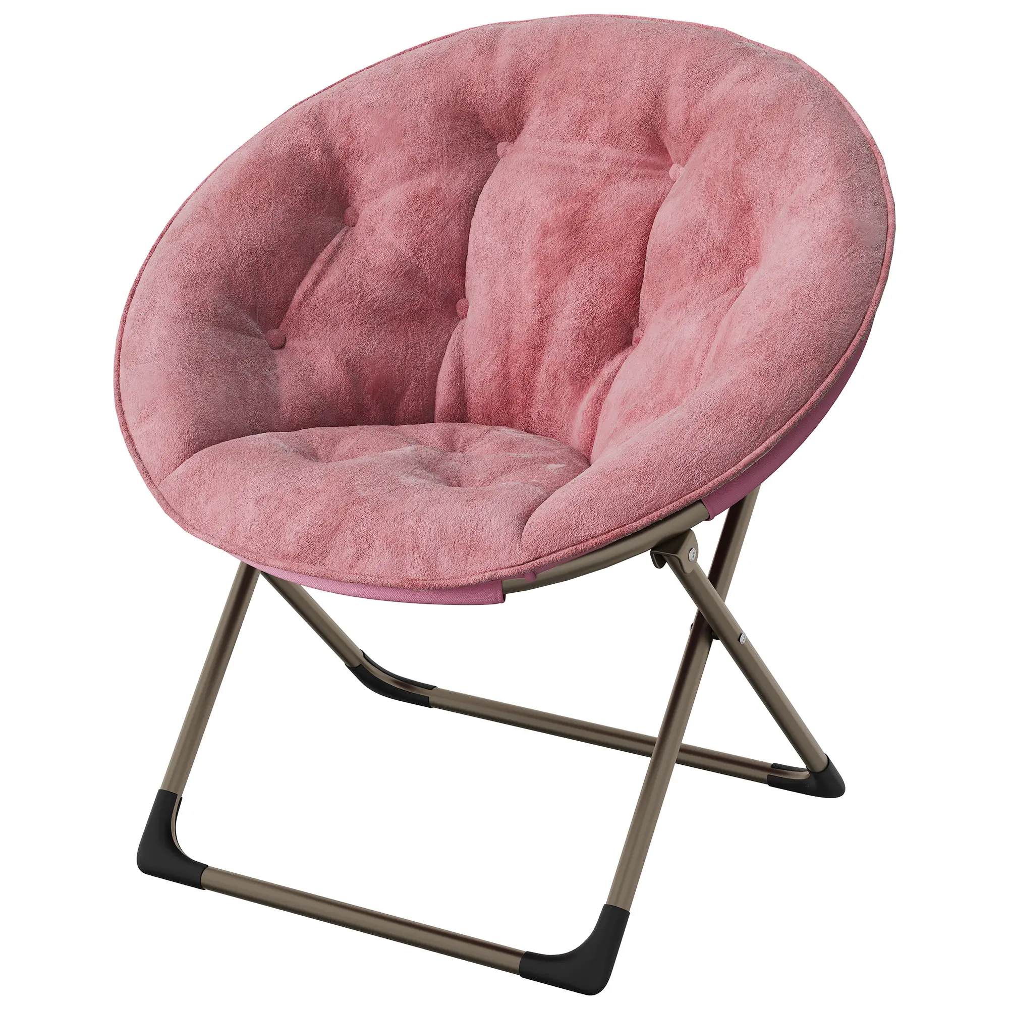 Oversized Faux Fur Saucer Chair - Folding Metal Frame Lounge Moon Chair, Plush Flower Seat for Adults, Indoor Furniture for Bedroom Living Room, Oversized Lounge Chair