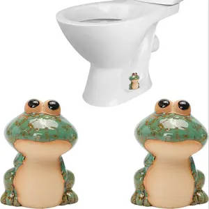 2-Pack Frog Theme Ceramic Toilet Bolt Covers, Frog Design, Easy Installation, Bathroom Decor Accessories, Durable Ceramic, Bathroom Decor Supplies, Bathroom Decoration Accessories