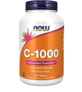 NOW Vitamin C-1000 Sustained Release with Rose Hips 250 Tablets