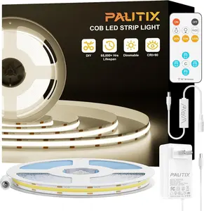COB LED Strip Lights,UL Listed Dotless LED Lights with RF Remote,32.8ft Natural White 4000K Super Bright Dimmable 24V Flexible LED Tape Light,Kitchen Cabinet,Office,Stairs,Shelf Indoor Lighting