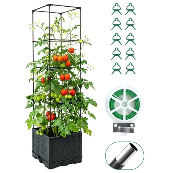 Heavy Duty Tomato Cage and Garden Trellis, Adjustable Plant Support for Vegetables and Climbing Plants