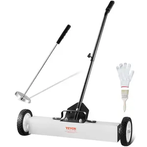 VEVOR 24-Inch Magnetic Sweeper with Wheels,  50 lbs Capacity, with Telescoping Magnetic Pickup Tool, Adjustable Handle, Magnetic Pickup Sweeper to Pick Up Nails and Screws, for Workshop, Garage, Yard