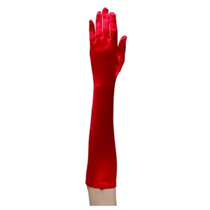 Elbow Length Red Gloves for Women