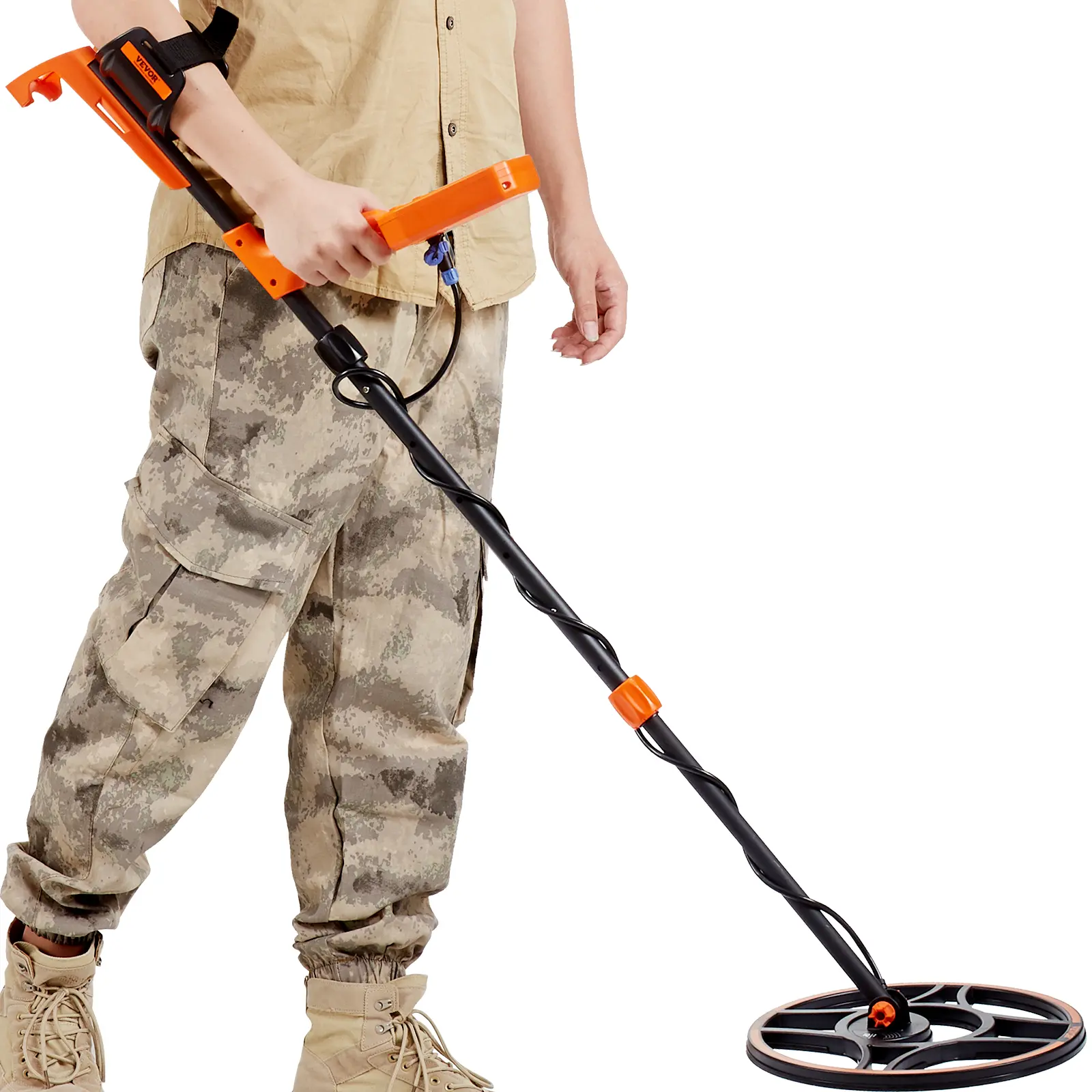 【summerfinds】VEVOR Waterproof Metal Detector, 12" Coil, Professional Rechargeable Gold Detector, 39-50 in Adjustable with LCD 7 Modes Advanced DSP Chip Bluetooth Headset, IP68 for Detecting Gold Treasure Hunting, Handle, Handheld Metal Detector