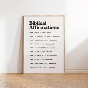 Unframed Inspirational Bible Affirmations Poster - Waterproof Christian Wall Art with Solid Box, Bible Verse Print, Decoration for Dorm Rooms, Kitchen Gift (Home Supplies Posters & Prints)