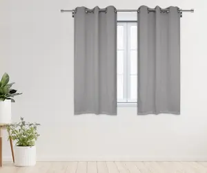 52 X 63 Inch Blackout Polyester Curtains with Grommets Gray - 2 Panels