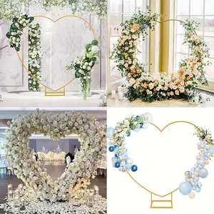 Backdrop Stand ,heart shaped  Gold Metal Wedding Arch Backdrop Frame for Parties Baby  Perfect for Outdoor Weddings & Balloon Parties knotter decoration must-have
