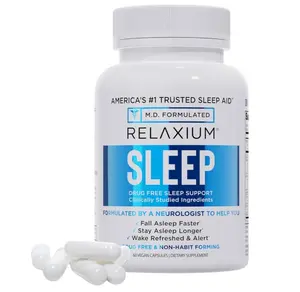 Relaxium Gentle Sleep Supplement | 60 Vegan Capsules, 30-Day Supply | Melatonin, Magnesium Glycinate, Ashwagandha & Valerest Blend | Non-Habit Forming Formula