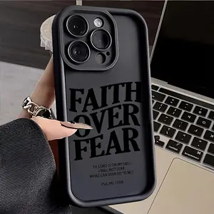 Prioritizing Faith Over Fear, This Phone Case Is Not Only Stylish And Durable But Also Offers High-Quality Protection. It Is Compatible with Iphone Models 16, 15, 14, 13, 12, 11, X, 7, And 6, Featuring a Black And White Design, Camera Lens Protection