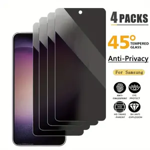 4 Pack Premium Privacy Protective Tempered Glass Screen Protector for Samsung Galaxy S26/S26 Plus/S26 Ultra/S25 S24 S23 S22 Ultra S25 S24 S23 S22 Plus FE, Case Friendly, Oleophobic Coating, Edge-to-Edge Protection, 9H Hardness, Accessories ...