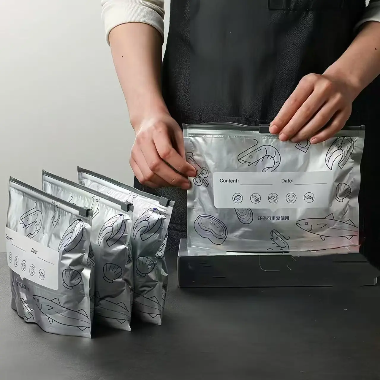 30-Pack Aluminum Foil Zip Storage Bags (3 Sizes) - Light-Blocking, Waterproof, Oil-Resistant Sealed Freezer Bags with Date Markings, Reusable for Meat, Vegetables, Fruit