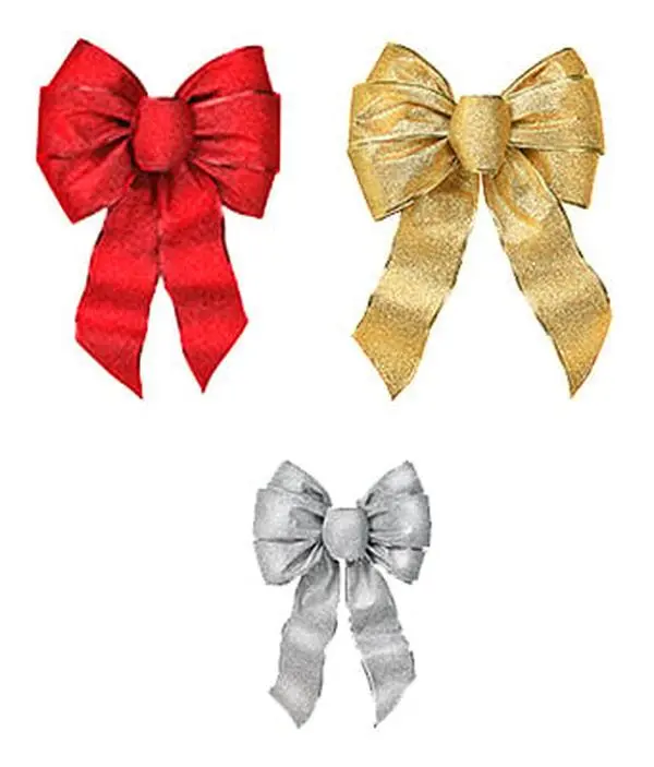 Holiday Trim Shimmering Glitter Wired Christmas Bows (Model 6166) - 12-Pack, 2x8.5x14", 1.2 lbs, Assorted Colors, Gold, Shine Enhancing, Festive Home Decor Supplies