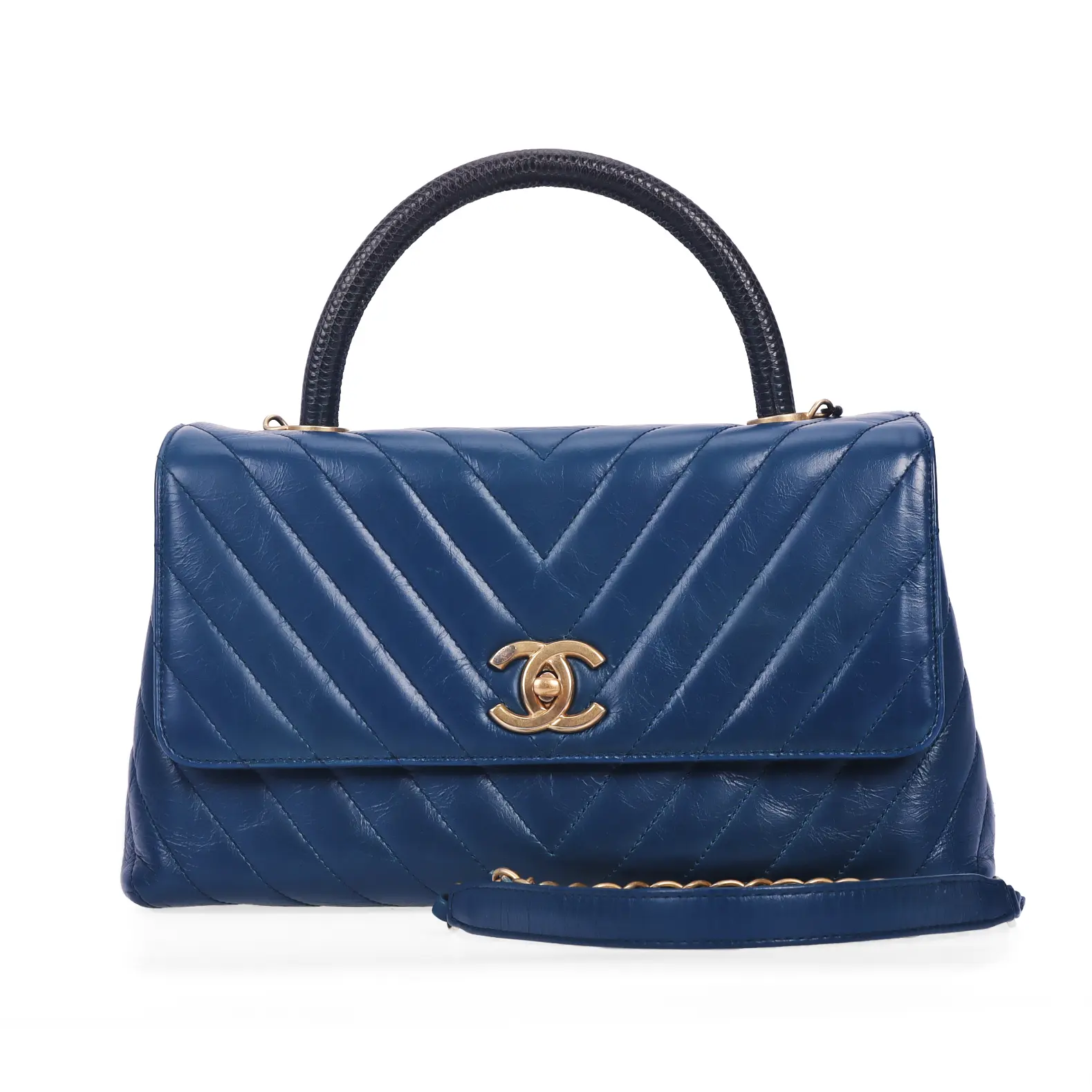 Pre-owned CHANEL Calfskin Crossbody Bags Coco Handle Blue 27604670