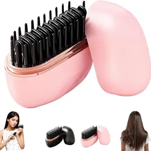 Portable Mini Hair Straightening Comb – Cordless, Quick Heat, Adjustable Temp Control, Type-C Rechargeable Styling Tool for Travel