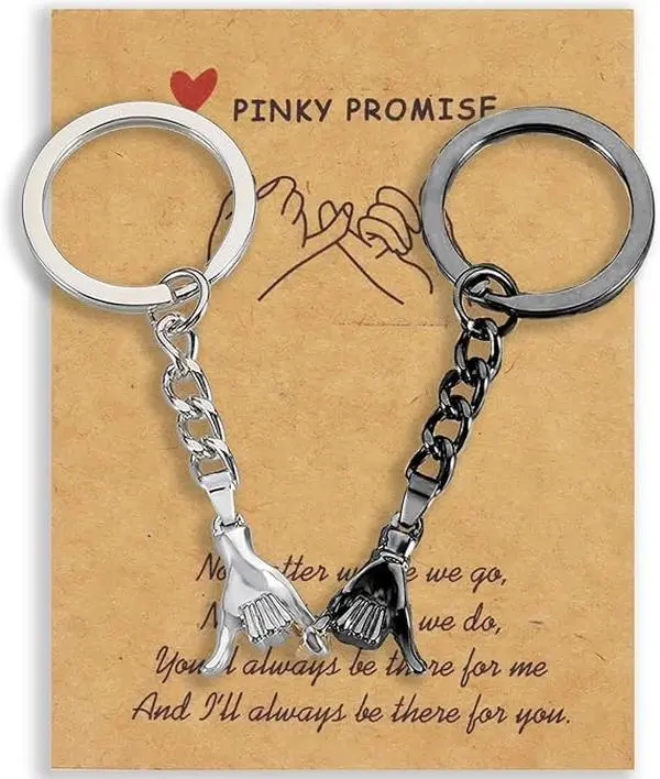 Gifts for Boyfriend - 2PC Pinkie Promise Matching Couples Keychain Gift for Boyfriend Girlfriend Long Distance
