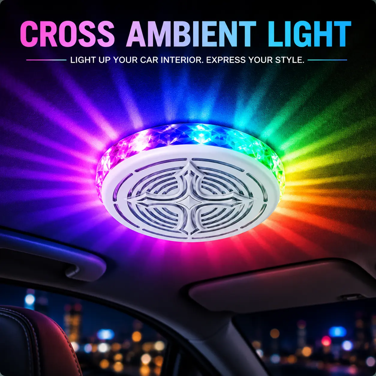 Magnetic RGB Ambient Light with Music Sync, 16 Colors LED Mood Lamp, Cross Design Portable Light for Car Interior, Bedroom & Home Decor campingessentials, Cool Car Decorations, Car Interior Decor, Adjustable Atmosphere Light, Sensor Lights